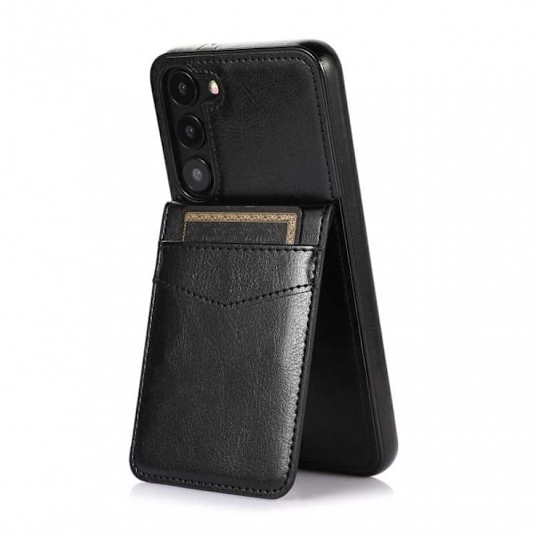 Samsung S23 Mobilskal Korthållare 5-FACK Retro V3 Svart
