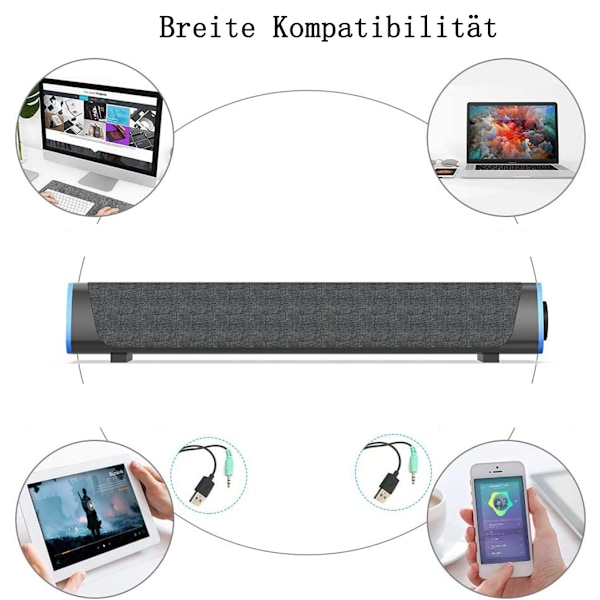 Soulion R30 Datorhögtalare, USB-drivna små PC-högtalare, färgglada RGB-lampor med strömbrytare, surroundljud bärbar datorljudfält