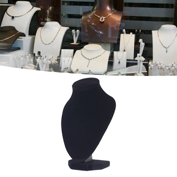 Svart Ludd Halsband Hänge Hållare Ställ Trä Elegant Smyckeskedja Display Mannekäng Byst för Smyckesbutik