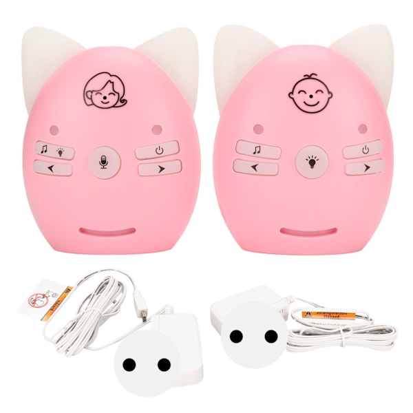 Audio Baby Monitor ISM 905 till 925MHz 100 till 240V Trådlös Digital Krypteringsöverföring 10 Volymjusteringar för Barn Rosa