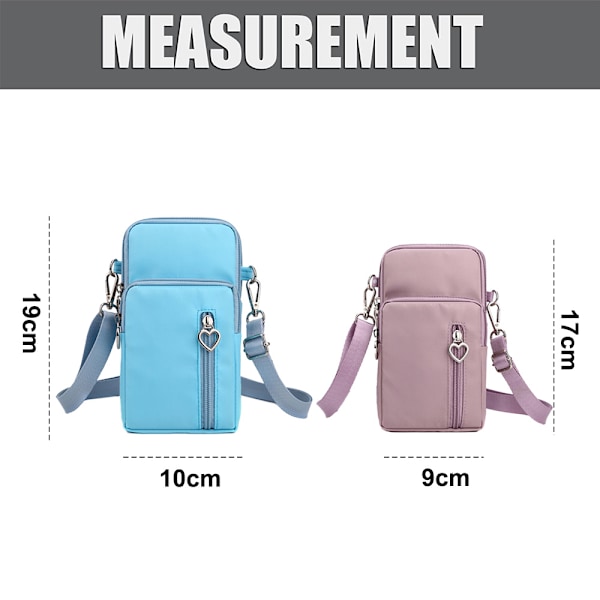 2 st Kvinnor Dragkedja Crossbody Väska Mobiltelefon Plånbok Armband Väska