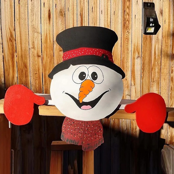 Klassisk Jul Snögubbe Trädgårdsdekoration, Utomhus Metallskylt Ger Charm Till Din Juldekoration, För Gårdar Trädgårdar Staket Gräsmattor (Sött Utseende)
