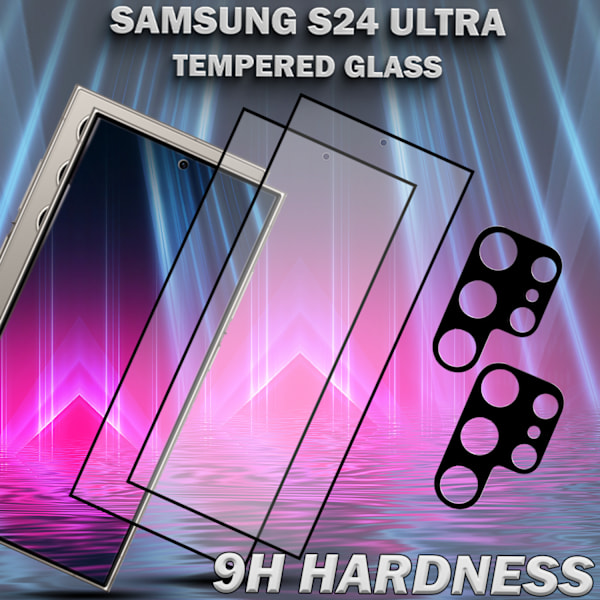 2-Pack SAMSUNG S24 ULTRA Skärmskydd & 2-Pack linsskydd - Härdat Glas 9H - Super kvalitet 3D