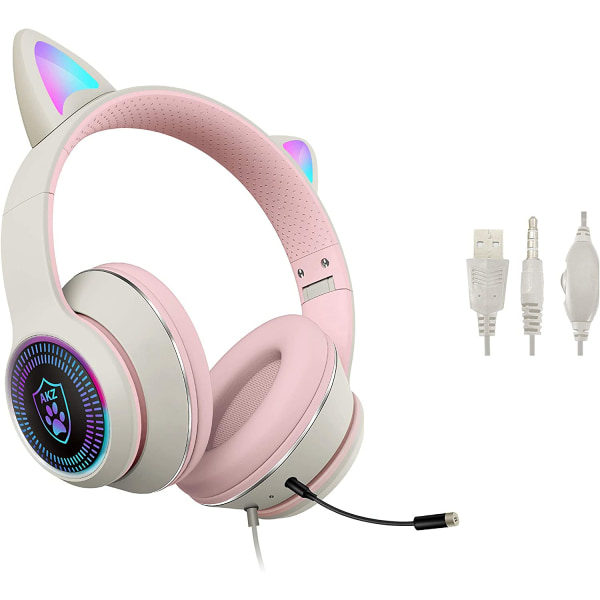 Cat Ear Gaming Headset med mikrofon som blinkar