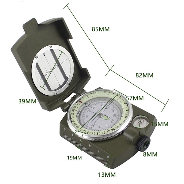 Överlevnadskompass, Militärkompass Vandring, Orienteringskompass, Vattentät Navigationskompass, Överlevnad Nödbelysning Siktning
