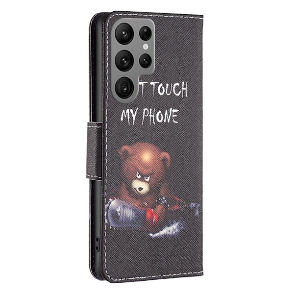 För Samsung Galaxy S24 Ultra Plånbok Fodral Skal Mönster Skydd - Bear Svart