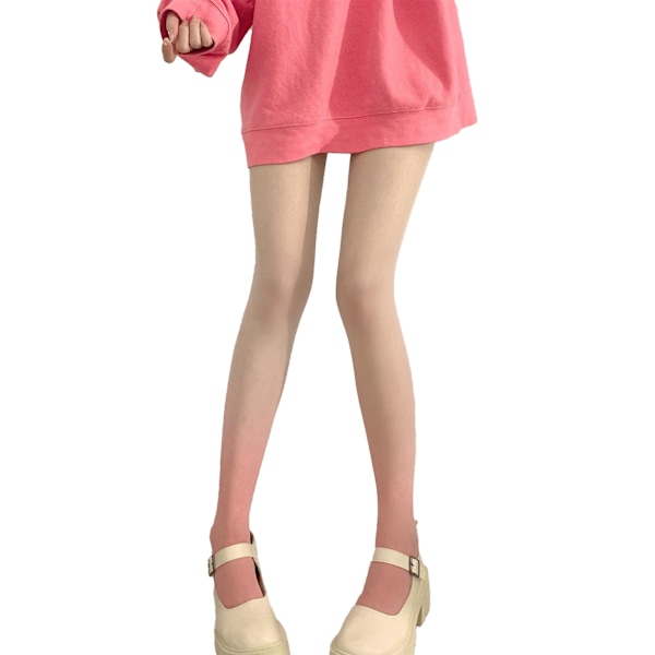 Dam Gradient Tights Tunn Modell Slimmad Skärning Stilfulla Höga Midjestrumpor för Sommar Rosa Stängd Gren