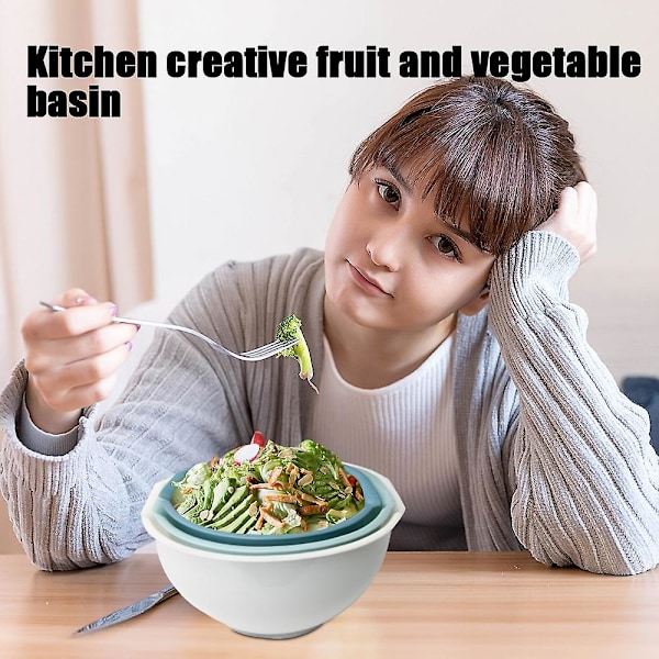 3 st blandningsskålar i plast, multifunktionella, stapelbara skålar för sallad, grönsaker och frukt