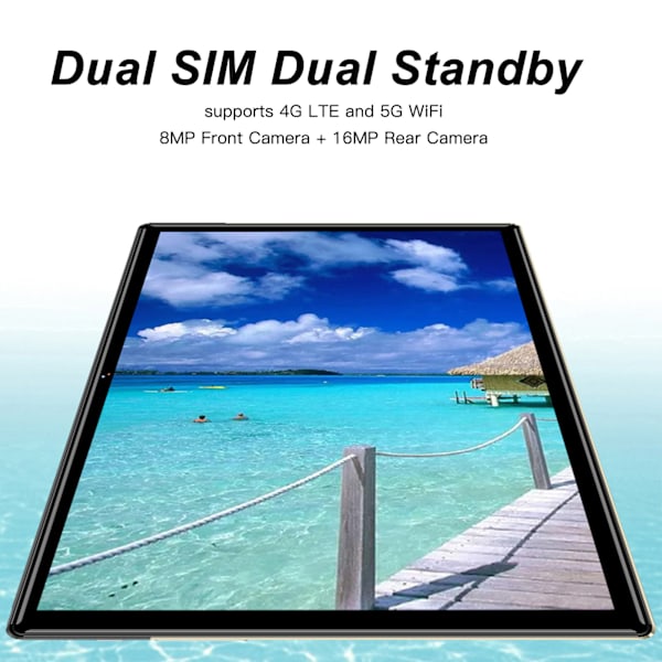 10-tums Tablet Grön Octa Core CPU 8GB RAM 256GB ROM 7000mAh 4G LTE 5G WiFi Dubbel Kamera Kontorstablet för Hemmet 100‑240V Grön EU-kontakt