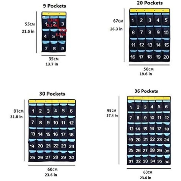 Numrerad fickdiagram över dörren Hängande organizer