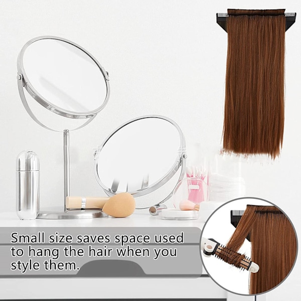 Hårförlängningshållare med sugkopp Akryl Peruk Förvaring Displayställ Väggmontering Akryl Styling Rack Svart