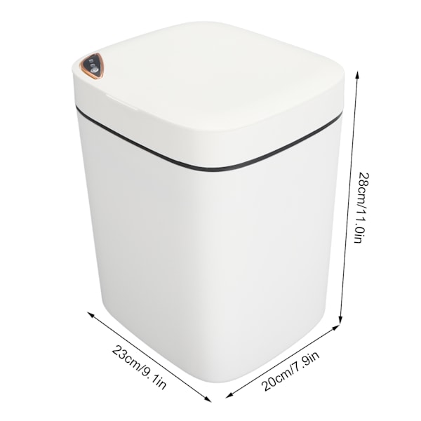 Smart Soptunna Multifunktion Vattentät Rörelsesensor Automatisk Papperskorg med Lock för Badrum Vardagsrum Kontor Vit 12L 23x20x28cm