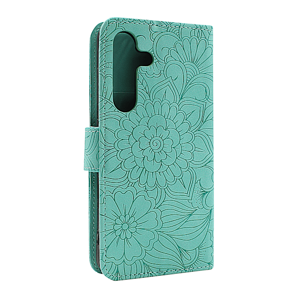 Flower Standcase Wallet Samsung Galaxy S24 5G (SM-S921B/DS) Ljusrosa Ljusrosa