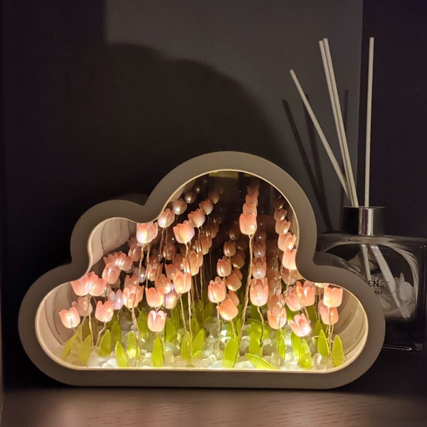DIY Tulip Cloud Skrivbordslampa LED Handgjord Tulip Bordslampa Desktop