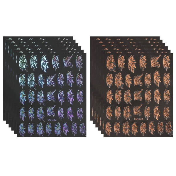 12 ark Butterfly Nail Stickers 3D Självhäftande Nagel Dekaler för Kvinnor Flickor Manikyr DIY, 10*8cm