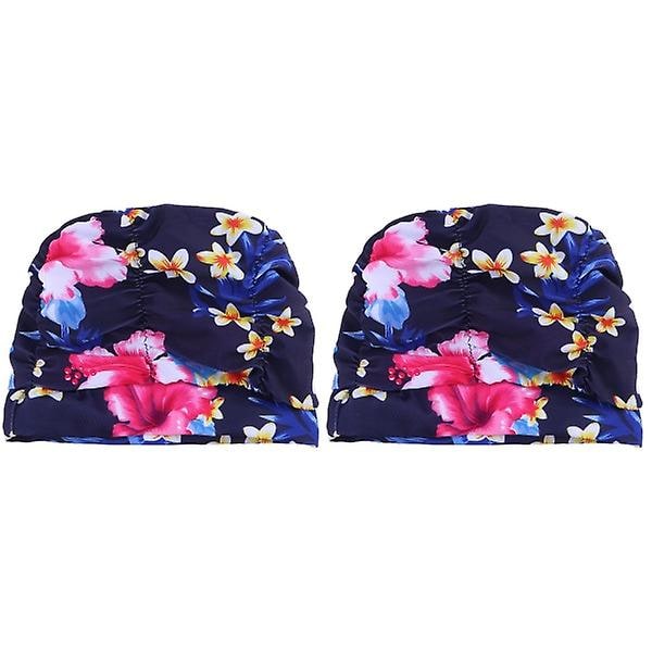 3-pack Dam Simning Vattentät Tryckt Blomma Plisserad Simning Ny Elastisk Öronduk Simning Öron Skydd 2pcs