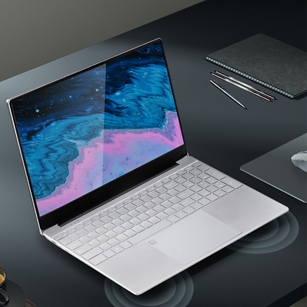 15,6 tums bärbar dator Silver 16GB RAM IPS-skärm Quad Core N5095 CPU Fingeravtryck Bakgrundsbelyst KB Bärbar dator EU-kontakt 100‑240V 16+256G EU-kontakt