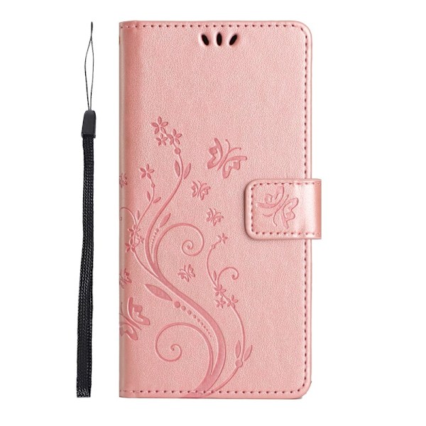 Läderfodral Fjärilar Samsung Galaxy S23 Roséguld