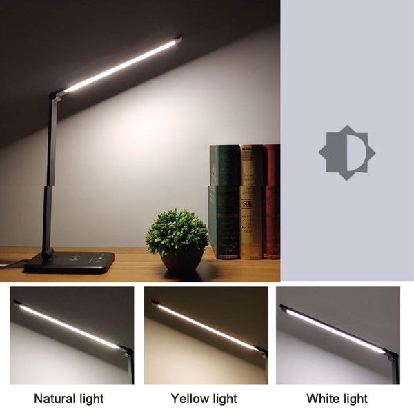 LED Bordslampa, Skrivbord ögonvänlig LED-bord dimbar sänglampa med, Touch Control - 5 Färglägen, för kontor, säng, läsning