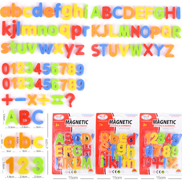Magnetiska alfabetmagneter för förskoleinlärning, pedagogiska leksaker med färgigenkänning, sifferset förbättrar matematiska färdigheter, 26 st 3-3,8 cm