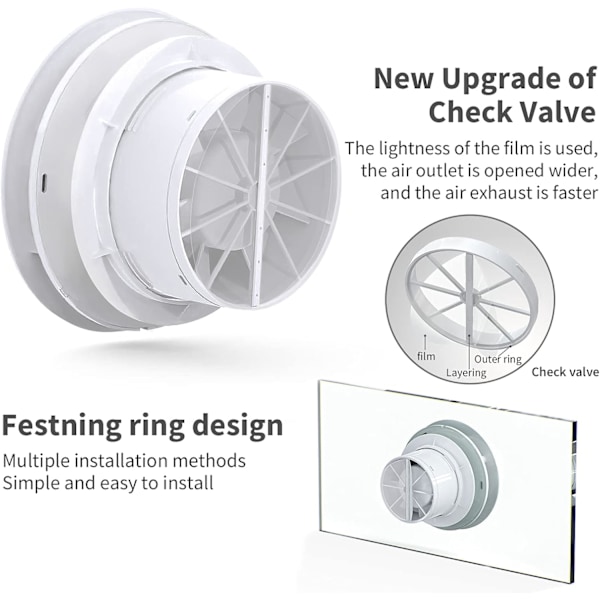 Modern Design Fläkt För Bostäder Och Kommersiella Miljöer, Tyst Ventilation Mini Lättviktig 100mm Plug And Play Fläkt Med Bred