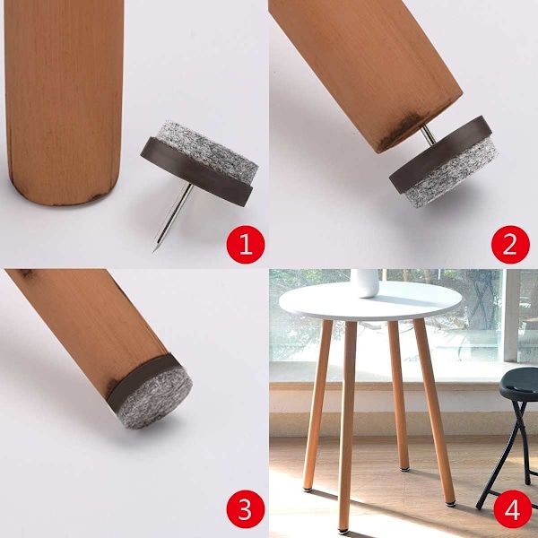 Stolsglidare, Möbelfötter Solid Skydd För Släta Ytor Inklusive Laminat Parkett Kakel Marmor, 40st Kraftiga Spikbara Golvskydd