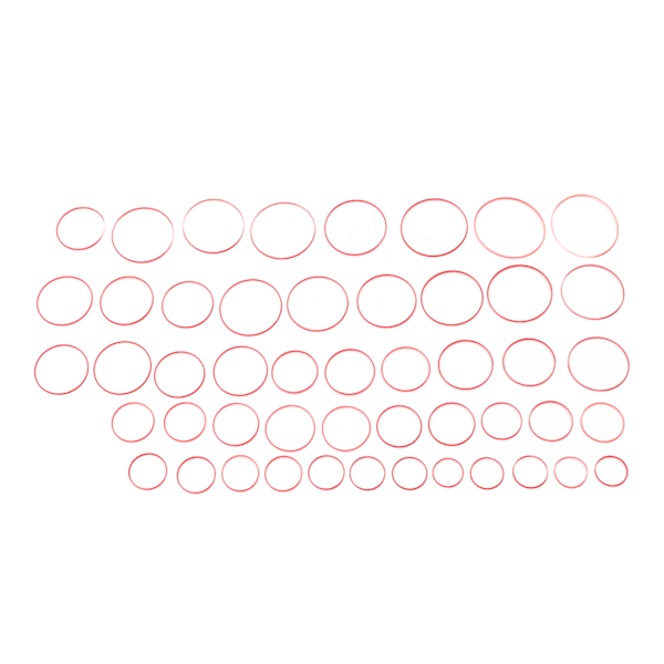 49 st 0,9 mm höjd klocktätning i gummi 16 till 40 mm diameter röd vattentät flexibilitet klocktätning i gummi