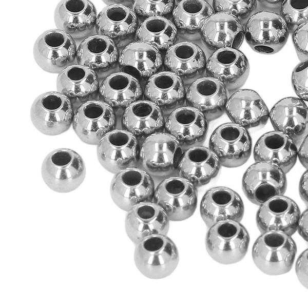 200 st stora hål pärlor manuell slipning polering plast resin hantverk pärlor lätta pärlor för halsband armband silver 8mm
