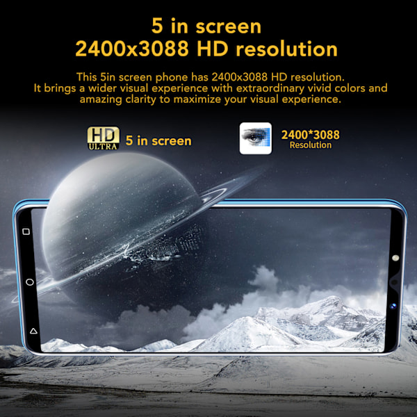 M4 Pro 5.0 Tum Smartphone 4GB 32GB 4900mAh för Android 10.0 Mobiltelefon Stöd 128GB Minnesexpansion Fram 5MP Bak 13MP 100‑240V UK Blå
