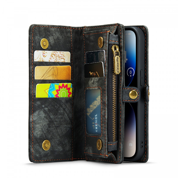 CaseMe 008 Series läderfodral, iPhone 14 Pro, svart svart