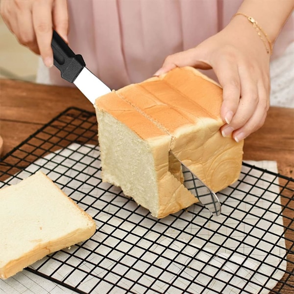 Vinklad tårtspatel för dekorering, flexibla rostfria blad offset frosting spatlar för att dekorera desserter, halkfri design för multifunktion