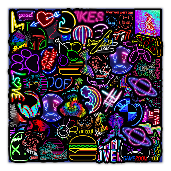 Klistermärke vattentätt vinylklistermärke [neonskyltsstil] graffiti-stil klistermärke för bil, motorcykel, cykel, skateboard, snowboard, bagage, bärbar dator