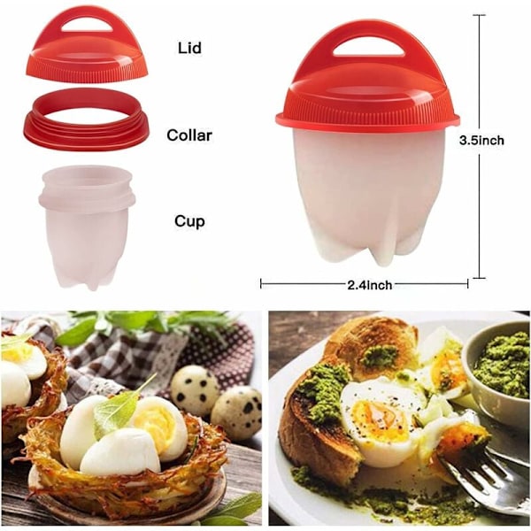 Luktfri Material För Färska Ägg Varje Gång, Silikon Äggkokare Säkerställer Snabb Pochering Och Blandning av Recept, Set Om 8 St, Kompakt Förvaring, BPA-Fri