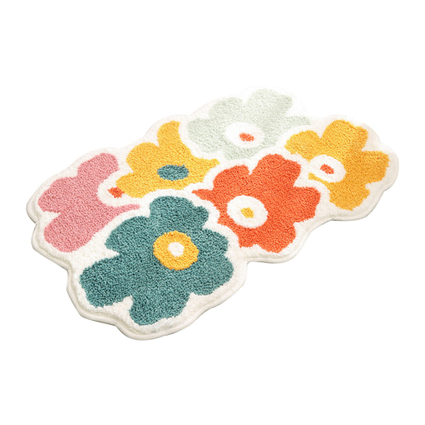 Söta Blommor Badrumsmattor, Mjuka & Tjocka Fibrer, Halkfria, Vattenabsorberande, Maskintvättbara, Attraktiv Mönsterdesign för Badrum, Kök och
