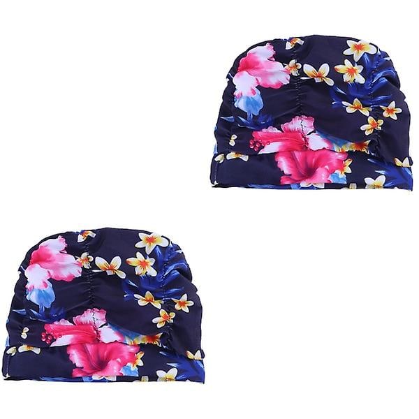 3-pack Dam Simning Vattentät Tryckt Blomma Plisserad Simning Ny Elastisk Öronduk Simning Öron Skydd 2pcs