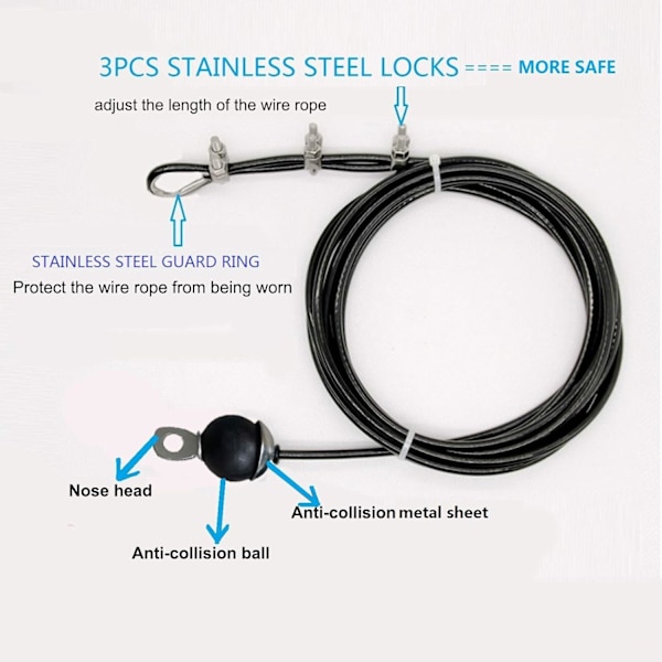 Hemmagym Fitness Pulldown Kabelbyte 78 tum, 6 mm justerbar längd för remskivesystem Kabelmaskin Träningsutrustning, Ståltrådsrep med