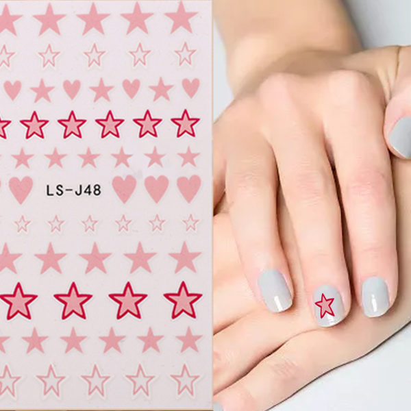 6 ark stjärna nagelkonst klistermärken dekaler 3D självhäftande skjutreglage bokstäver nagelkonst dekorationer stjärnor dekaler manikyr tillbehör
