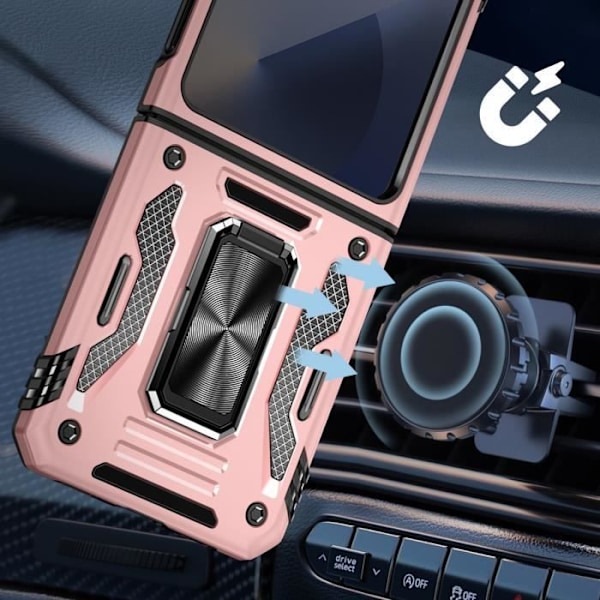 Fodral till Samsung Galaxy Z Flip 6 - AVIZAR - Skin ArmoRing - Stötsäker - Ringstöd - Champagnerosa Rosa