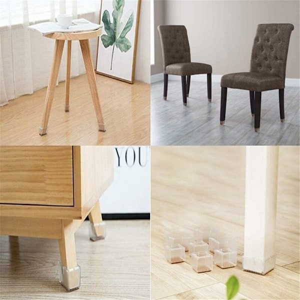 Rektangulära Möbelfötter, Halkfria PVC Stolsbensskydd Som Är Transparenta, Genomskinliga Och Lätta Att Installera, Designade För Att Skydda Golv Och