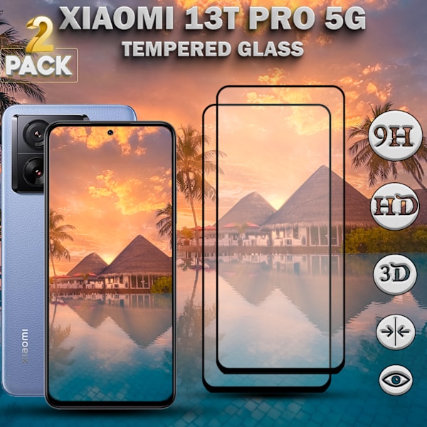 2-Pack Xiaomi 13T Pro 5G - Härdat glas 9H - Super kvalitet 3D Skärmskydd