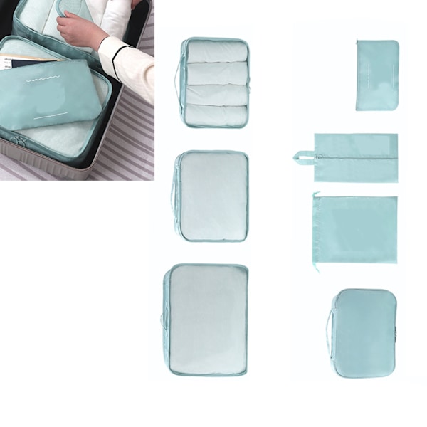 7 st Resväskorganisatörer Polyester Vattentäta Packningskuber för Affärsresor