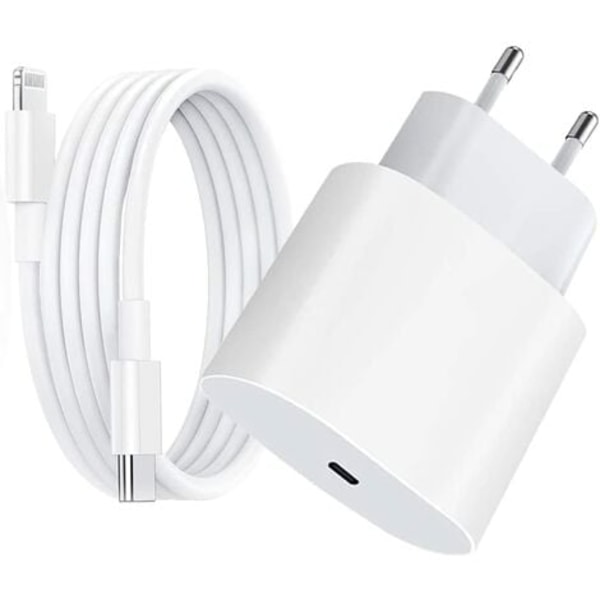 [Apple MFi-certifierad] iPhone-snabbladdare med 2M USB C till Lightning-kabel, 20W USB C PD-laddare Typ C Snabbladdningsadapter Kompatibel med