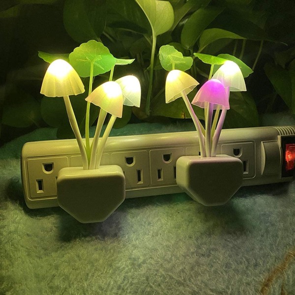 Svamp nattlampa LED nattlampa med smart sensor, färgskiftande plug-in LED svamp dröm sänglampa för sovrum heminredning