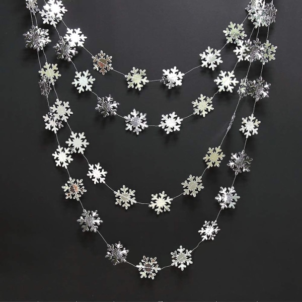 Silver Snowflake Garland för Winter Wonderland/festdekoration