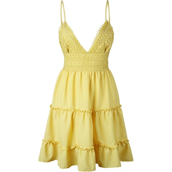 Kvinnors V-hals Spaghetti Strap Bowknot Rygglös Ärmlös Spets Mini Swing Skater Klänning$Kvinnors Klänningar Tie Front V-hals Spaghetti Strap Sommarklänning