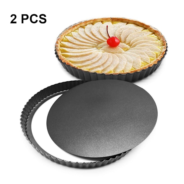 Mångsidig Bakform med Räfflade Sidor och Enkel Rengöring, 2 st 22,4 cm Kraftigt Kolstål Non-Stick Yta Bakform Perfekt för Paj
