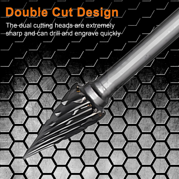 10 st Double Cut Tungsten Steel Rotary Burr Set, Slipbitar med 1/8" skaft, Carbide Rotary Tool Accessories, Tungsten Carbide Steel Borr Set för