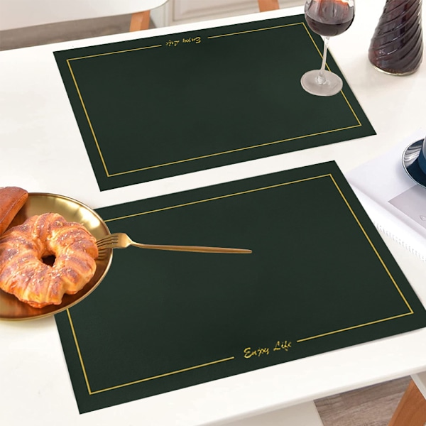 Elegant Bordskydd, Vattentäta Bordstabletter, Set om 3, Förtjockat Konstläder, Halkfritt Värmebeständigt För Kök, Restauranger, Hotell (Grön)