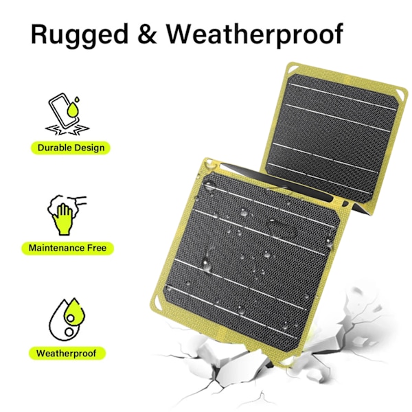 Solpanel 21W 5v 9v 12v Utgång Dubbel USB Portabel Vattentät Monokristallin Kisel Solpanel för Camping Resor Fiske