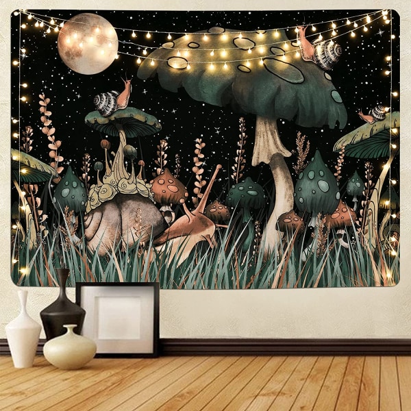 Trippy Mushroom Tapestry Moon and Stars Tapestry S
